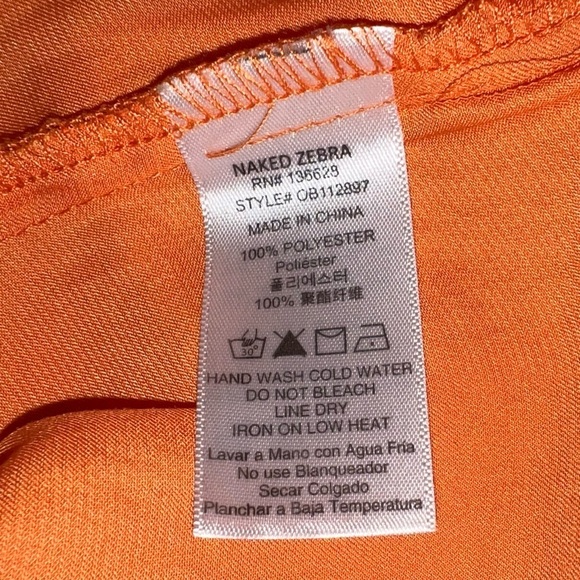 Naked Zebra Orange Blouse Short Sleeve Size S - Picture 3 of 8